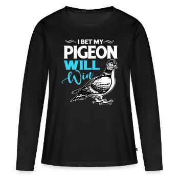 Pigeons de course Pigeonnier Pigeonnier Tourterelle - T-shirt manches longues Premium bio Femme - noir - Devant - Julia (174cm)