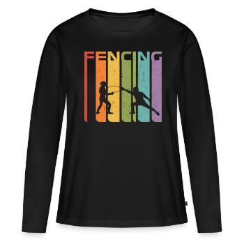 Escrime Rétro Sport Vintage Escrime Cadeau Epée Années 70 - T-shirt manches longues Premium bio Femme - noir - Devant - Julia (174cm)