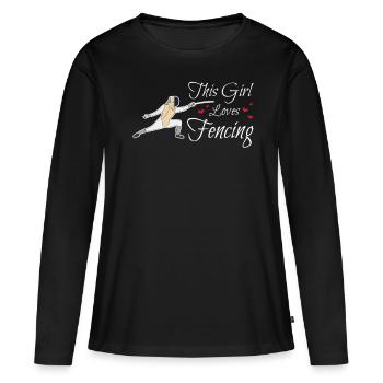 Cette fille aime l'escrime Epée de cadeau d'escrimeur sportif - T-shirt manches longues Premium bio Femme - noir - Devant - Julia (174cm)