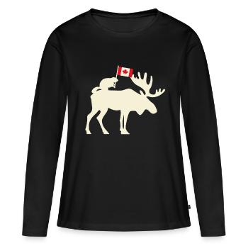 Drapeau du canada - T-shirt manches longues Premium bio Femme - noir - Devant - Julia (174cm)