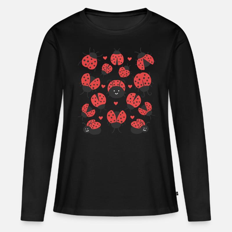 Marienkäfer - Frauen Premium Bio Langarmshirt - Schwarz