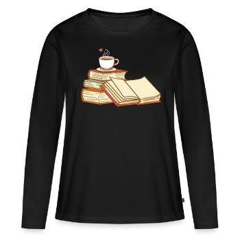rat de bibliothèque - T-shirt manches longues Premium bio Femme - noir - Devant - Julia (174cm)
