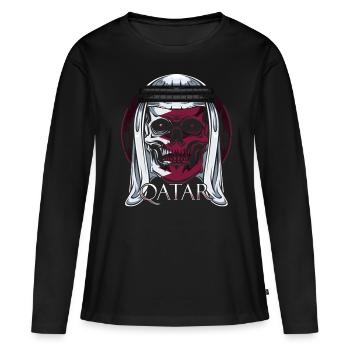 Qatar - T-shirt manches longues Premium bio Femme - noir - Devant - Julia (174cm)
