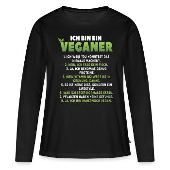 Vegan lustig Veganer - Frauen Premium Bio Langarmshirt - Schwarz - Vorne - Julia (174cm)