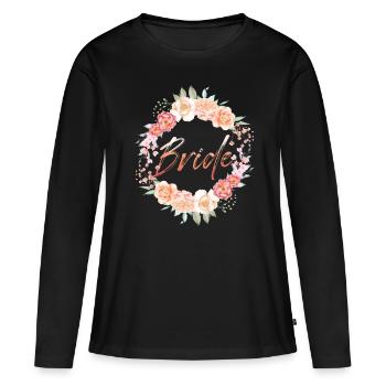 Mariage de mariée - T-shirt manches longues Premium bio Femme - noir - Devant - Julia (174cm)