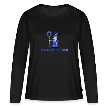 Tee-shirt programmeur sorcier open source - T-shirt manches longues Premium bio Femme - noir - Devant - Julia (174cm)
