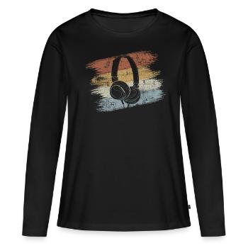 Headphones - Women's Premium Organic Long Sleeve Shirt - black - Front - Julia (174cm)