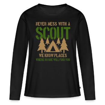 Scout campsite - Women's Premium Organic Long Sleeve Shirt - black - Front - Julia (174cm)