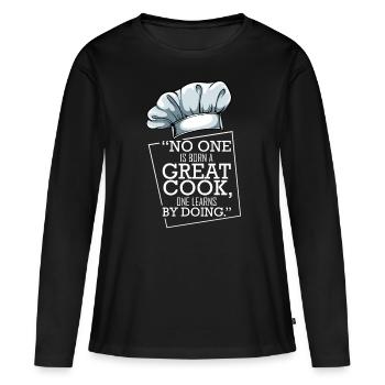 Chefkoch - Frauen Premium Bio Langarmshirt - Schwarz - Vorne - Julia (174cm)