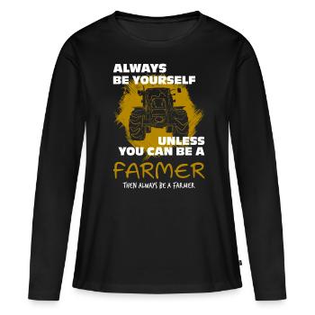 Traktor lustig - Frauen Premium Bio Langarmshirt - Schwarz - Vorne - Julia (174cm)