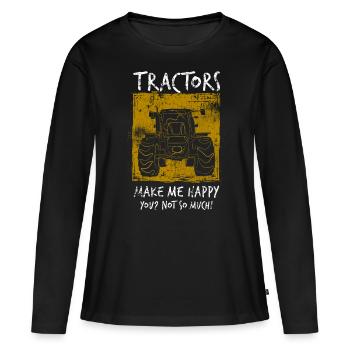 Traktor - Frauen Premium Bio Langarmshirt - Schwarz - Vorne - Julia (174cm)