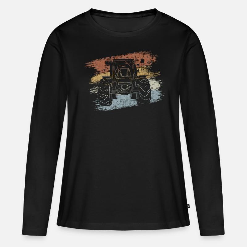 Traktor - Frauen Premium Bio Langarmshirt - Schwarz