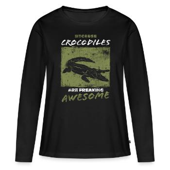 Alligator - T-shirt manches longues Premium bio Femme - noir - Devant - Julia (174cm)