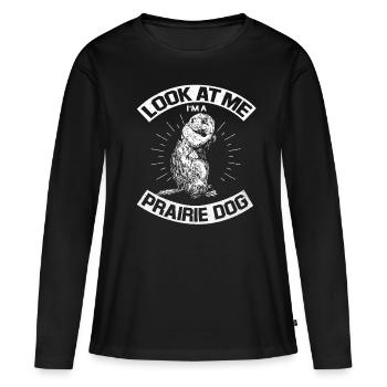 Chien de prairie - T-shirt manches longues Premium bio Femme - noir - Devant - Julia (174cm)