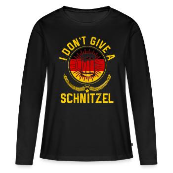 Schnitzel disant bière allemande drôle - T-shirt manches longues Premium bio Femme - noir - Devant - Julia (174cm)