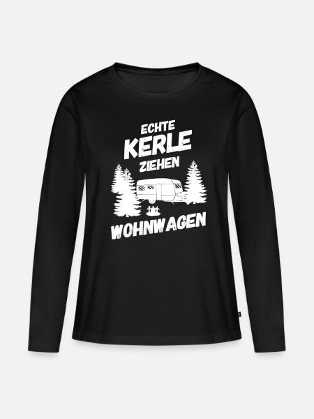 ECHTE KERLE ZIEHEN WOHNWAGEN - Frauen Premium Bio Langarmshirt - Schwarz