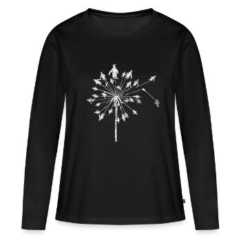 Pinguin Pusteblume - Frauen Premium Bio Langarmshirt - Schwarz - Vorne - Julia (174cm)