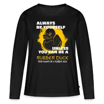Quietscheente Entchen - Frauen Premium Bio Langarmshirt - Schwarz - Vorne - Julia (174cm)