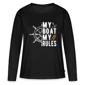My Boat my Rules Captain - Women's Premium Organic Long Sleeve Shirt - black - Front - Julia (174cm)