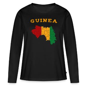 Guinée - T-shirt manches longues Premium bio Femme - noir - Devant - Julia (174cm)