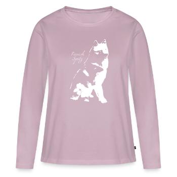 Spitz finlandais - T-shirt manches longues Premium bio Femme - rose poudré - Devant - Julia (174cm)