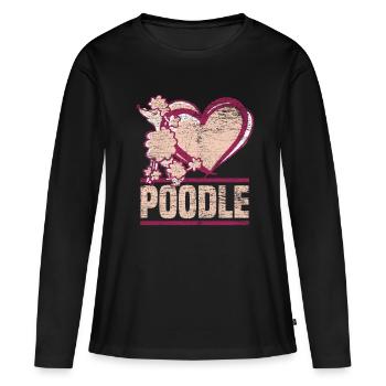 caniche - T-shirt manches longues Premium bio Femme - noir - Devant - Julia (174cm)