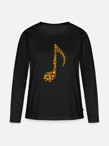Musiknoten Harmonie musikalisches Geschenk Musiker - Frauen Premium Bio Langarmshirt - Schwarz