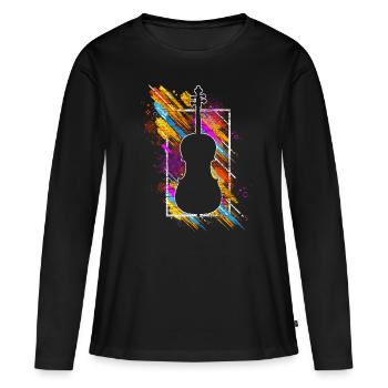 Instrument de violoncelle - T-shirt manches longues Premium bio Femme - noir - Devant - Julia (174cm)