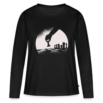 Échiquier - T-shirt manches longues Premium bio Femme - noir - Devant - Julia (174cm)