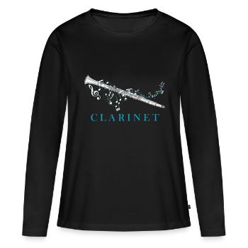 Instrument clarinette - T-shirt manches longues Premium bio Femme - noir - Devant - Julia (174cm)