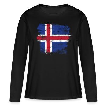 Island - Frauen Premium Bio Langarmshirt - Schwarz - Vorne - Julia (174cm)