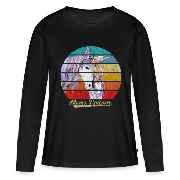 Maman Licorne Licorne Cadeau Mamacorn - T-shirt manches longues Premium bio Femme - noir - Devant - Julia (174cm)