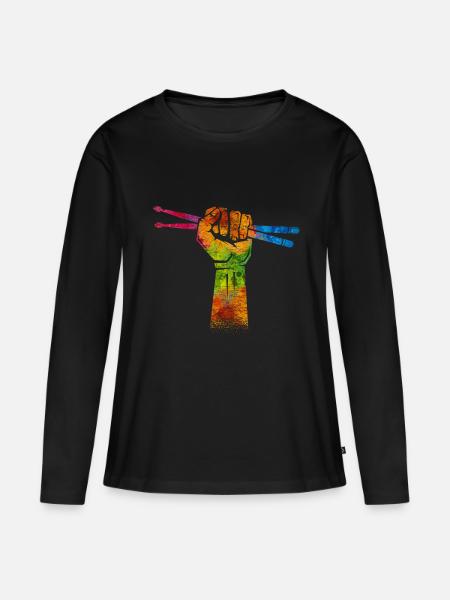 Schlagzeug Drumsticks - Frauen Premium Bio Langarmshirt - Schwarz