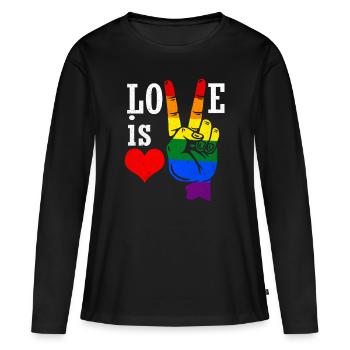 LGBT - Frauen Premium Bio Langarmshirt - Schwarz - Vorne - Julia (174cm)