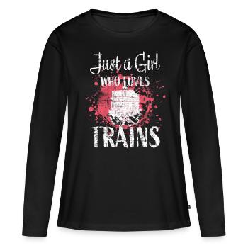 Trains filles de train - T-shirt manches longues Premium bio Femme - noir - Devant - Julia (174cm)