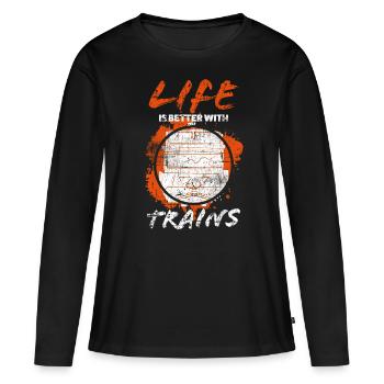 Eisenbahn - Frauen Premium Bio Langarmshirt - Schwarz - Vorne - Julia (174cm)