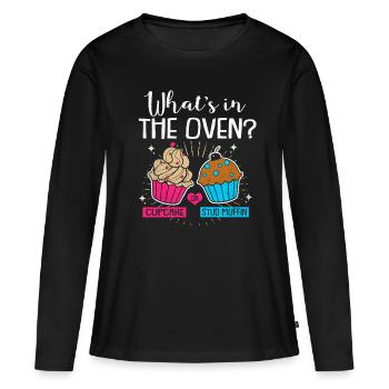 Schwangerschaft - Frauen Premium Bio Langarmshirt - Schwarz - Vorne - Julia (174cm)