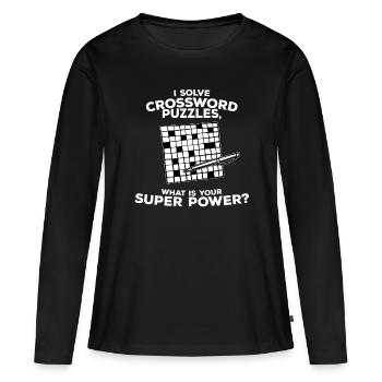 mots croisés - T-shirt manches longues Premium bio Femme - noir - Devant - Julia (174cm)
