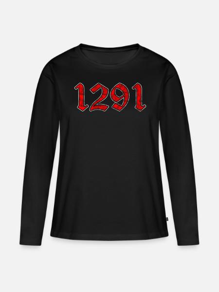 1291 Schweiz Schweizer Flagge Helvetia Geschenk - Frauen Premium Bio Langarmshirt - Schwarz
