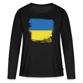 Ukraine - T-shirt manches longues Premium bio Femme - noir - Devant - Julia (174cm)