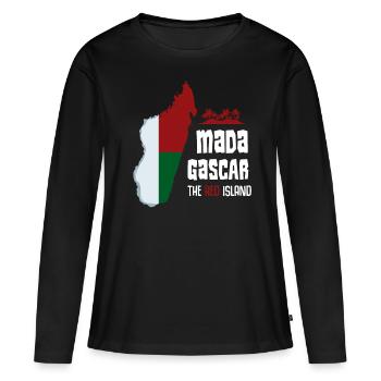 Madagascar - T-shirt manches longues Premium bio Femme - noir - Devant - Julia (174cm)