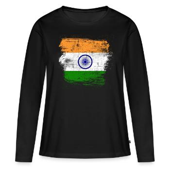 Inde - T-shirt manches longues Premium bio Femme - noir - Devant - Julia (174cm)