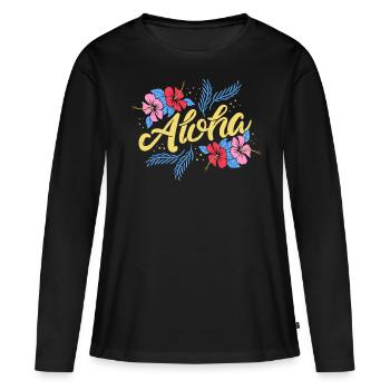 Aloha - T-shirt manches longues Premium bio Femme - noir - Devant - Julia (174cm)