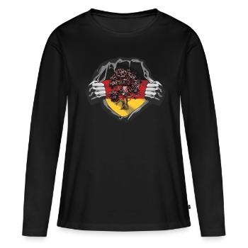 Eiche Deutsch - Frauen Premium Bio Langarmshirt - Schwarz - Vorne - Julia (174cm)