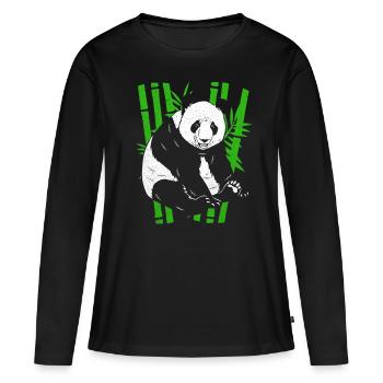Panda - T-shirt manches longues Premium bio Femme - noir - Devant - Julia (174cm)