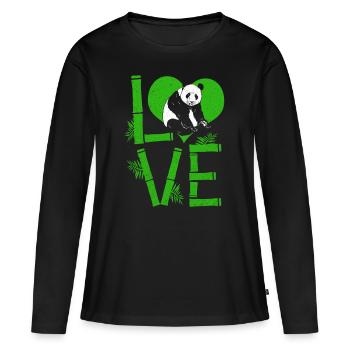 Panda Ours Bébé Panda Câlin bambou - T-shirt manches longues Premium bio Femme - noir - Devant - Julia (174cm)