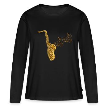 Instrument de saxophone - T-shirt manches longues Premium bio Femme - noir - Devant - Julia (174cm)