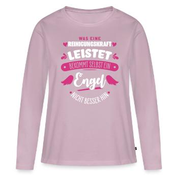 Femme de ménage - T-shirt manches longues Premium bio Femme - rose poudré - Devant - Julia (174cm)