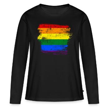 Drapeau arc-en-ciel LGBT - T-shirt manches longues Premium bio Femme - noir - Devant - Julia (174cm)