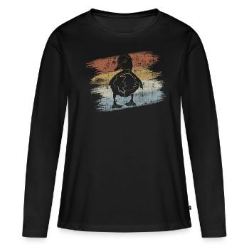 Baby Ente Entchen - Frauen Premium Bio Langarmshirt - Schwarz - Vorne - Julia (174cm)